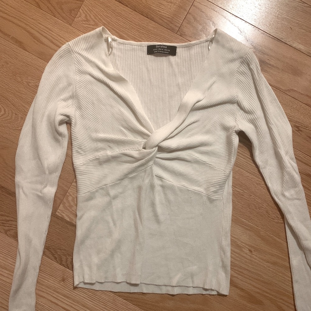 Bershka Long Sleeve white top